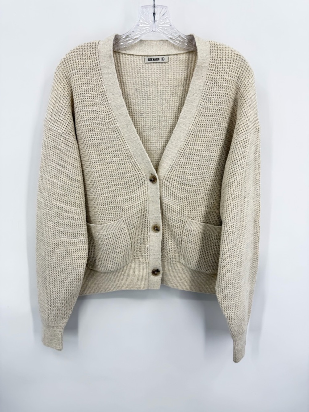 Buck Mason NWT Seafarer Cotton Cropped Cardigan Marled Sand Ivory Size XL - Picture 4 of 15